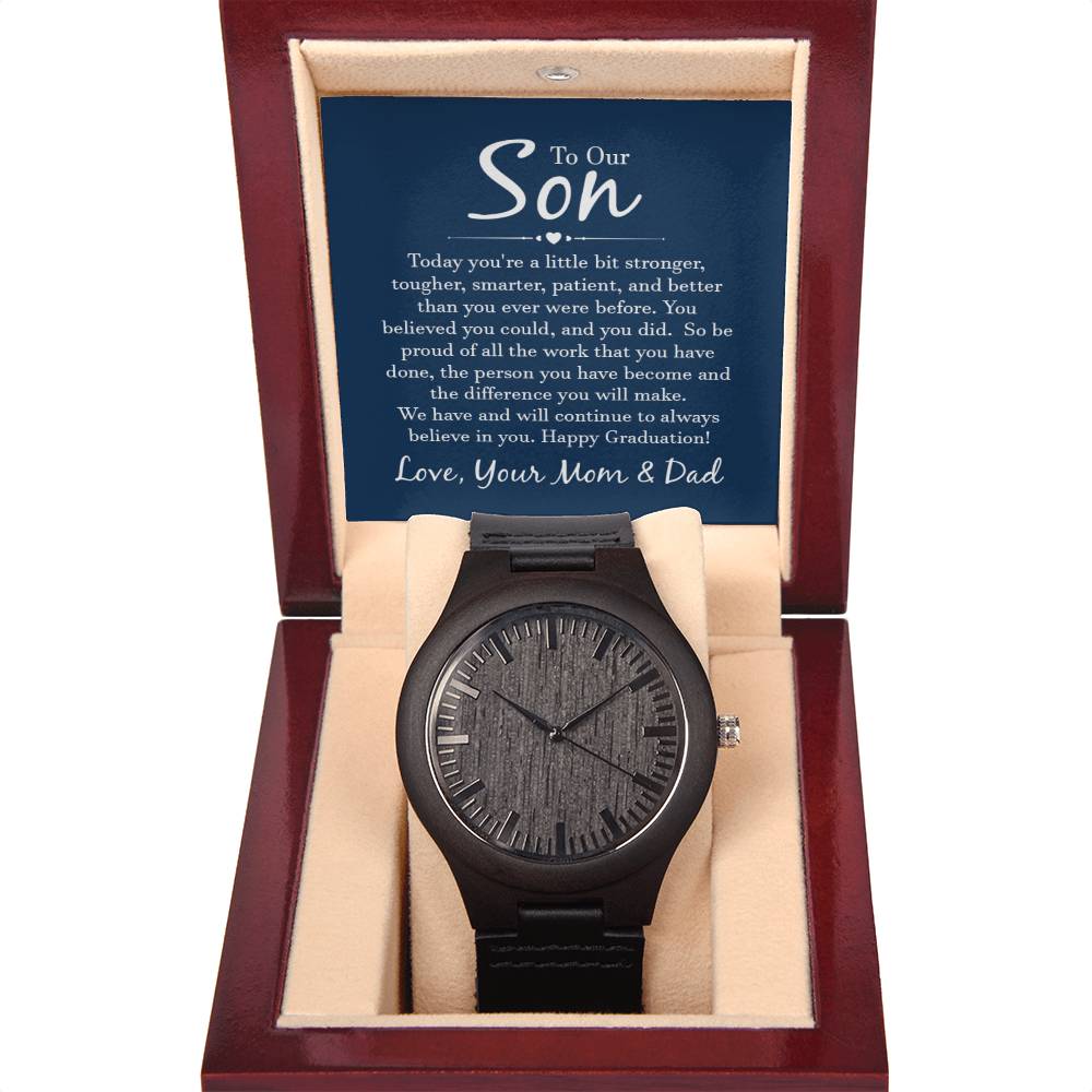Wooden Watch - For Son From Mom & Dad