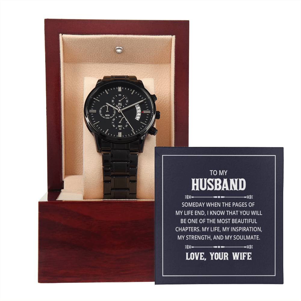 Black Chronograph Watch - For Husband From Wife